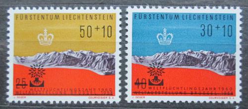 Poštové známky Lichtenštajnsko 1960 Svìtová výstava v Bruselu pretlaè Mi# 389-90