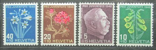 Poštové známky Švýcarsko 1948 Kvety a Ulrich Wille Mi# 514-17 Kat 5€