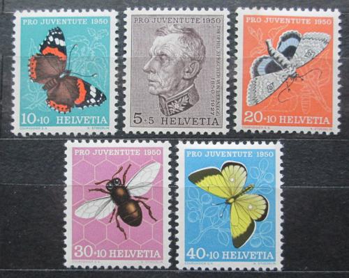 Poštové známky Švýcarsko 1950 Hmyz, Pro Juventute Mi# 550-54 Kat 15€