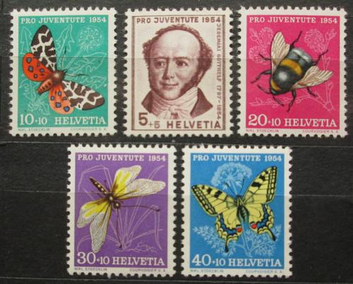 Poštové známky Švýcarsko 1954 Hmyz a Jeremias Gotthelf Mi# 602-06 Kat 13€