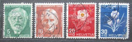 Poštové známky Švýcarsko 1945 Kvety a osobnosti, Pro Juventute Mi# 465-68 Kat 12€