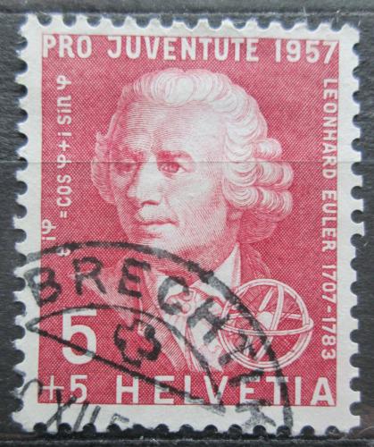 Poštová známka Švýcarsko 1957 Leonhard Euler, matematik Mi# 648