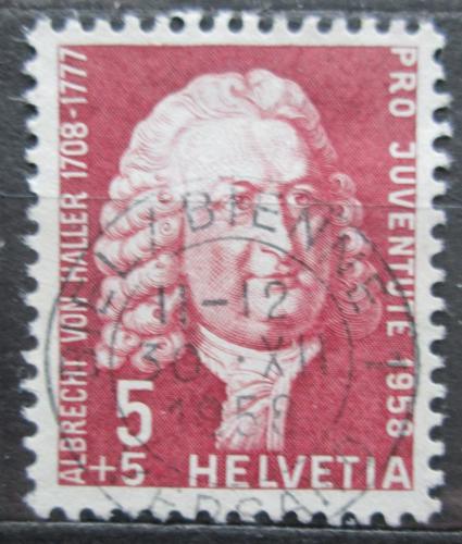 Poštová známka Švýcarsko 1958 Albrecht von Haller, botanik Mi# 663