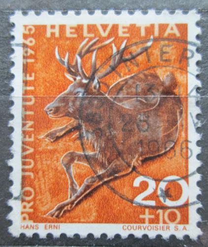 Poštová známka Švýcarsko 1965 Jelen evropský Mi# 828