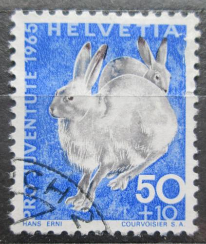 Poštová známka Švýcarsko 1965 Zajíc bìlák Mi# 830