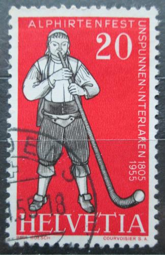 Poštová známka Švýcarsko 1955 Alpský muzikant Mi# 609