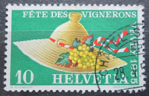 Poštová známka Švýcarsko 1955 Klobouk ke kroji Mi# 608