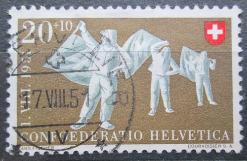 Poštová známka Švýcarsko 1951 Házení vlajek Mi# 557 