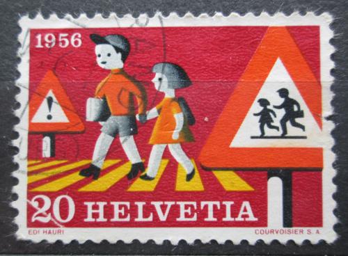 Poštová známka Švýcarsko 1956 Dìti a silnièní provoz Mi# 625