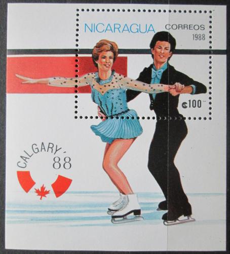 Poštová známka Nikaragua 1988 ZOH Calgary, krasobruslení Mi# Block 176