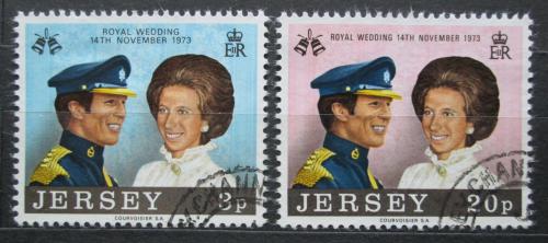 Poštové známky Jersey 1973 Krá¾ovská svadba Mi# 89-90