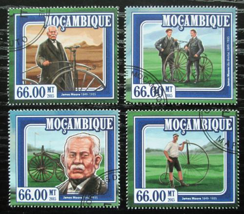 Poštové známky Mozambik 2015 Dìjiny cyklistiky, James Moore Mi# 7795-98 Kat 15€