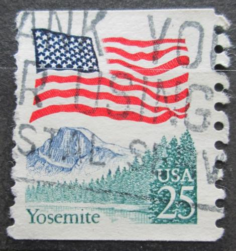 Poštová známka USA 1988 Štátna vlajka a Yosemitský NP Mi# 1978
