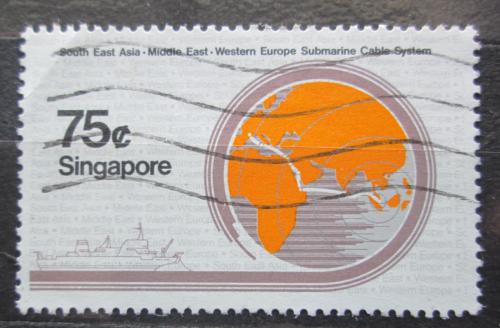 Potov znmka Singapur 1986 Mapa svta Mi# 512
