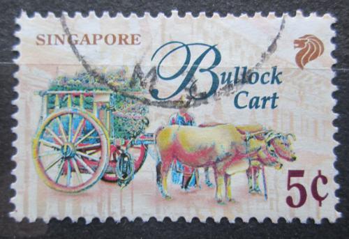 Poštová známka Singapur 1997 Povoz tažený voli Mi# 830