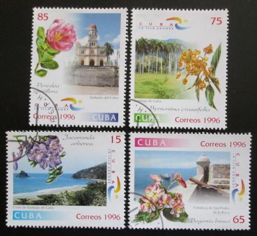 Potov znmky Kuba 1996 Kvety a Santiago Mi# 3942-45