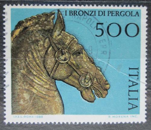 Poštová známka Taliansko 1988 Bronzová hlava kone Mi# 2052