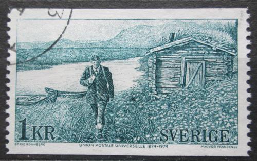 Poštová známka Švédsko 1974 UPU, 100. výroèie, listonoš Mi# 861