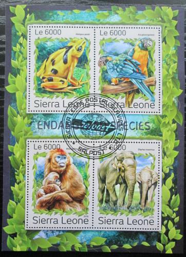 Poštové známky Sierra Leone 2016 Ohrožená fauna Mi# 7953-56 Kat 11€