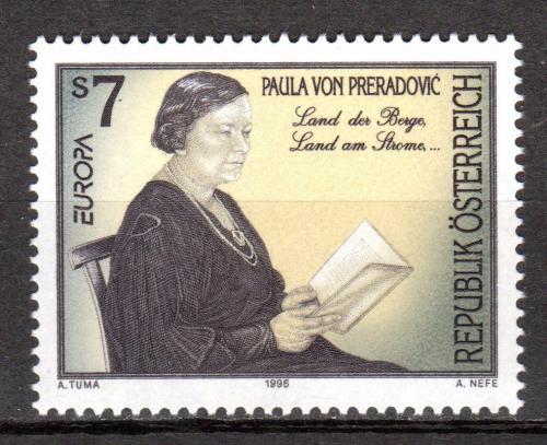 Poštová známka Rakúsko 1996 Európa CEPT, Paula von Preradoviæ Mi# 2189