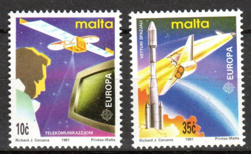 Poštové známky Malta 1991 Európa CEPT, prieskum vesmíru Mi# 854-55