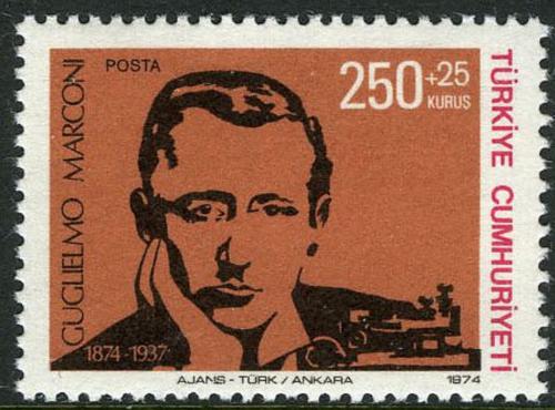 Poštová známka Turecko 1974 Guglielmo Marconi Mi# 2341
