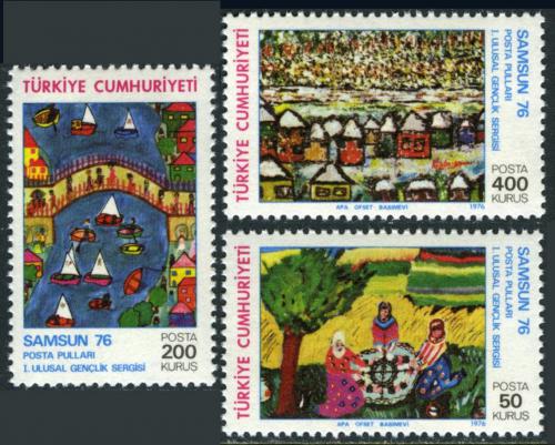 Poštové známky Turecko 1976 Dìtské kresby Mi# 2388-90