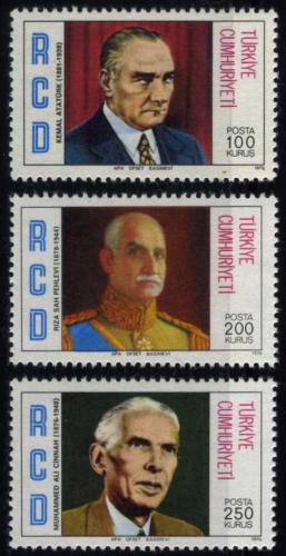Poštové známky Turecko 1976 Osobnosti Mi# 2401-03