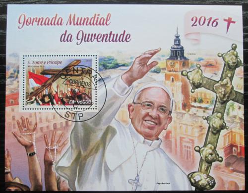 Poštová známka Svätý Tomáš 2016 Papež František Mi# Block 1211 Kat 10€
