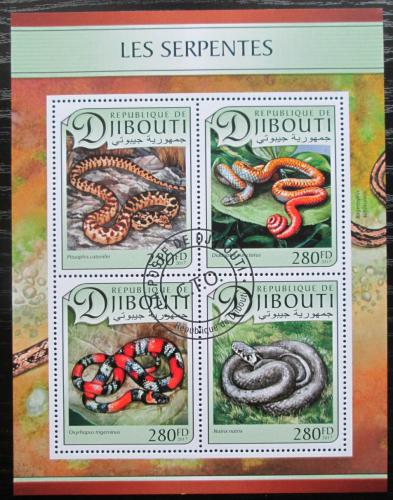 Poštové známky Džibutsko 2017 Hady Mi# 1463-66 Kat 11€