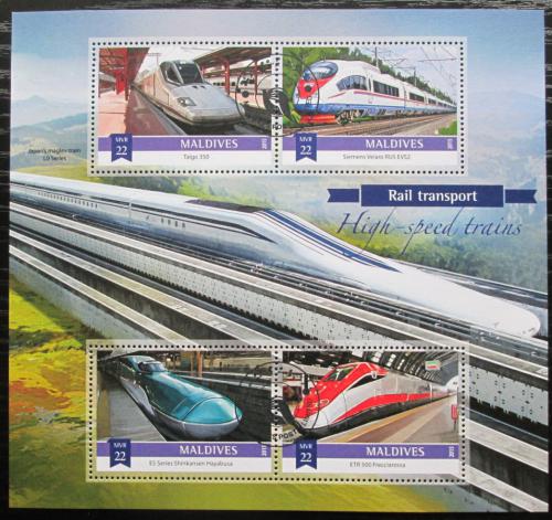 Poštové známky Maldivy 2015 Moderní lokomotívy Mi# 5870-73 Kat 11€