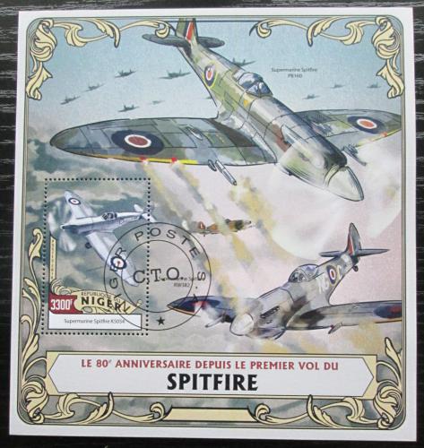 Poštová známka Niger 2016 Lietadla Spitfire Mi# Block 510 Kat 13€