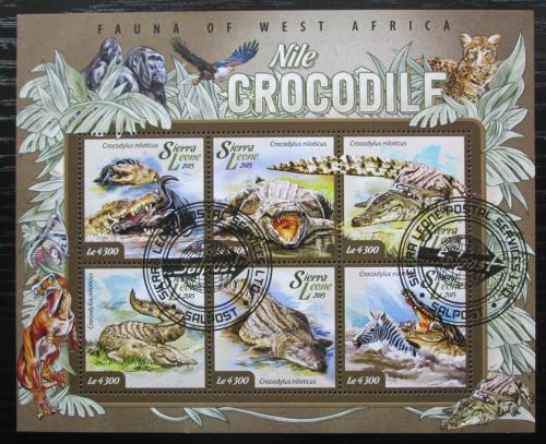 Poštové známky Sierra Leone 2015 Krokodýl nilský Mi# 5970-75 Kat 11.50€