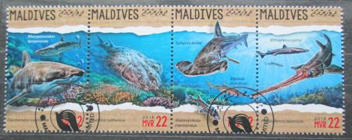 Poštové známky Maldivy 2018 Žraloky Mi# 7258-61 Kat 11€