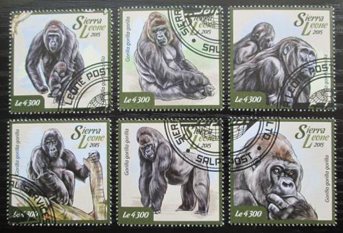 Poštové známky Sierra Leone 2015 Gorily Mi# 6082-87 Kat 11.50€