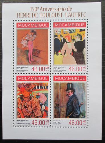 Poštové známky Mozambik 2014 Umenie, Henri de Toulouse-Lautrec Mi# 7110-13 Kat 11€