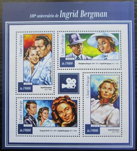 Poštové známky Svätý Tomáš 2015 Ingrid Bergman Mi# 6025-28 Kat 7.50€