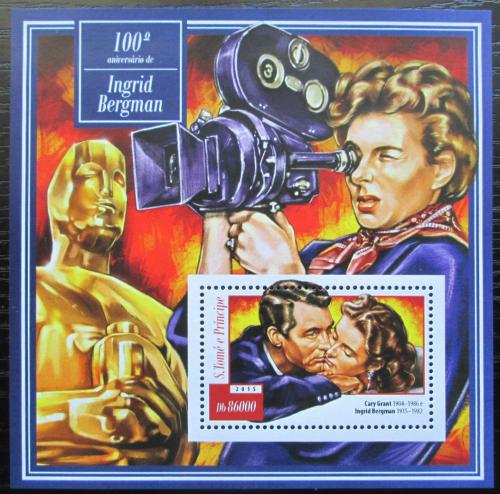 Poštová známka Svätý Tomáš 2015 Ingrid Bergman Mi# Block 1060 Kat 8.50€