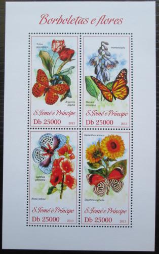 Poštové známky Svätý Tomáš 2013 Motýle a kvety Mi# 5271-74 Kat 10€