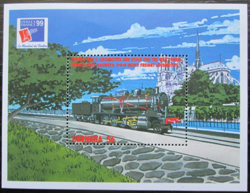 Poštová známka Grenada 1999 Parní lokomotíva Mi# Block 531