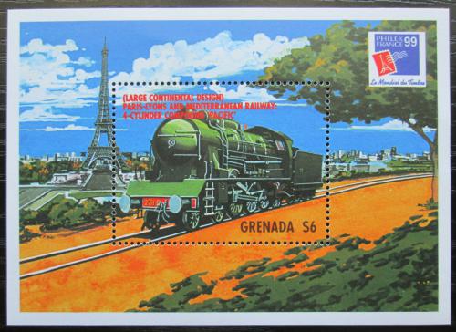 Poštová známka Grenada 1999 Parní lokomotíva Mi# Block 532