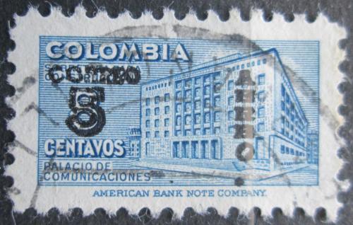 Poštová známka Kolumbia 1953 Budova ministerstva pošt pretlaè Mi# 652