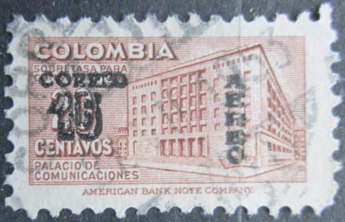 Poštová známka Kolumbia 1953 Budova ministerstva pošt pretlaè Mi# 653