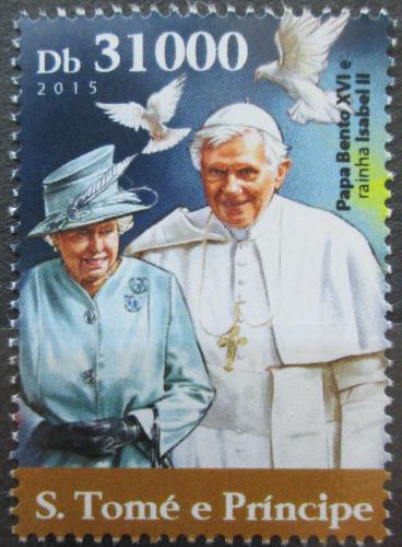 Poštová známka Svätý Tomáš 2015 Papež Benedikt XVI. Mi# 6264