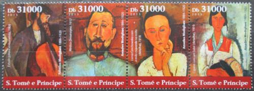 Poštové známky Svätý Tomáš 2015 Umenie, Amedeo Modigliani Mi# 6243-46 Kat 12€