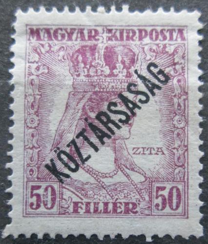 Poštová známka Maïarsko 1918 Krá¾ovna Zita pretlaè Mi# 241