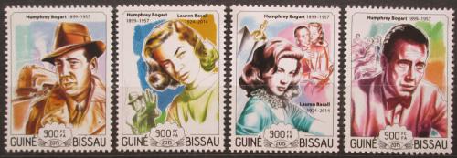 Poštové známky Guinea-Bissau 2015 Lauren Bacall a H. Bogart Mi# 7654-57 Kat 14€