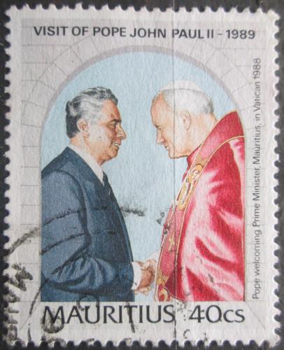 Poštové známky Mauricius 1989 Papež Jan Pavel II. s premiérem Mi# 688