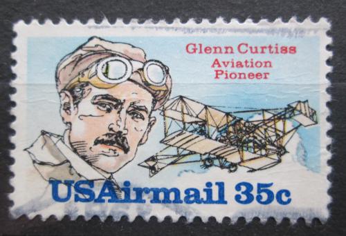 Poštová známka USA 1980 Glenn H. Curtiss a letadlo Mi# 1454