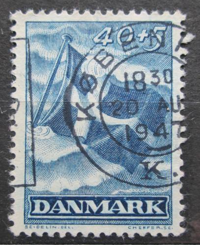 Poštová známka Dánsko 1947 Štátna vlajka Mi# 297